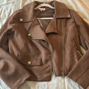 Pink Lily Suede Moto Jacket